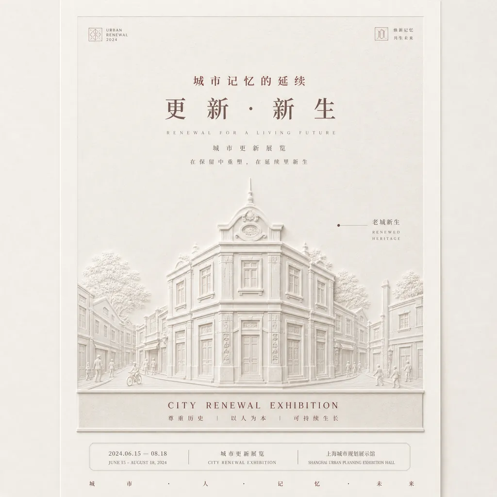 #185 素色浅浮雕·纪念碑式品牌叙事·城市更新展览