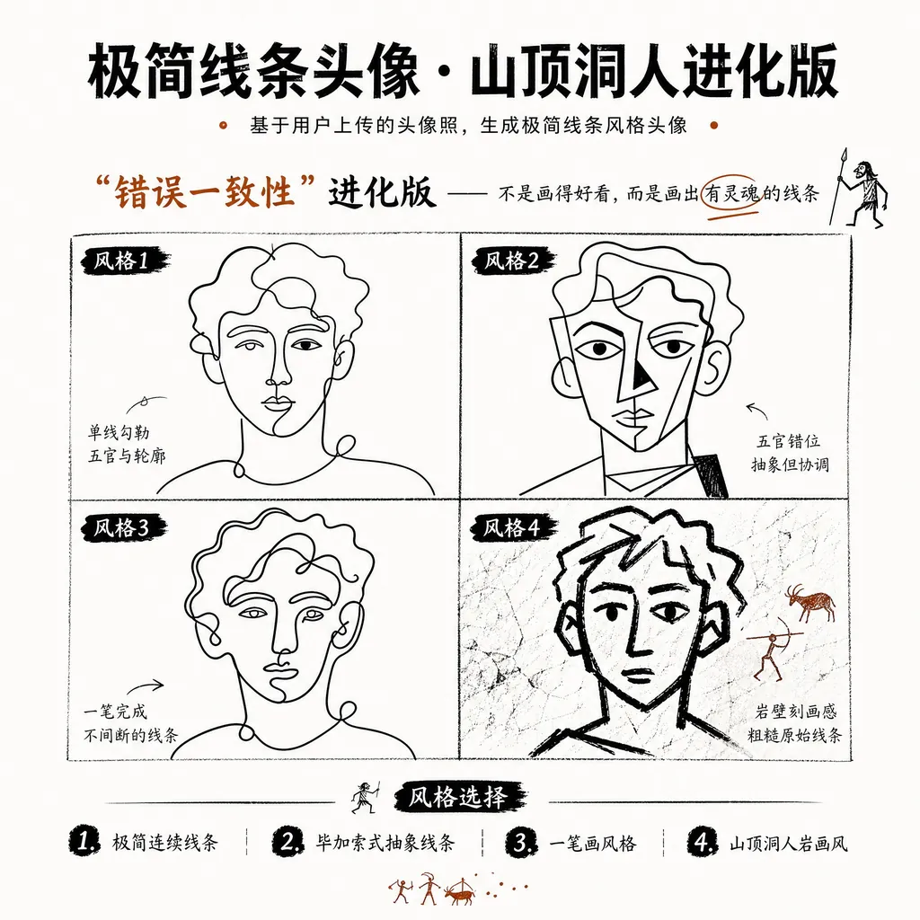 #37 极简线条头像·山顶洞人进化版