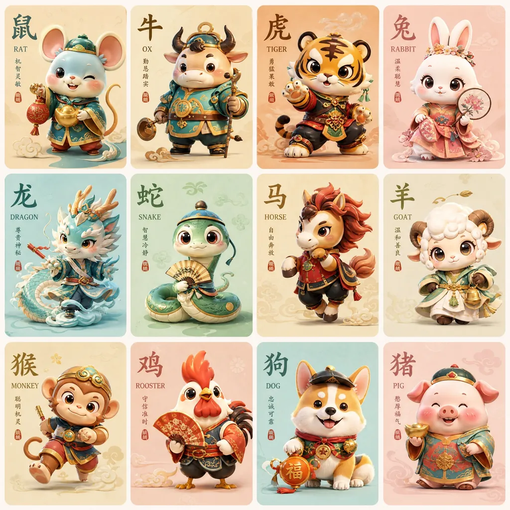 #48 十二生肖IP图·3×4网格系列