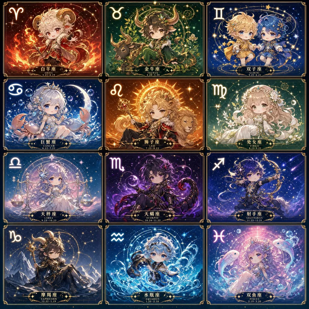 #50 十二星座IP图·3×4网格系列